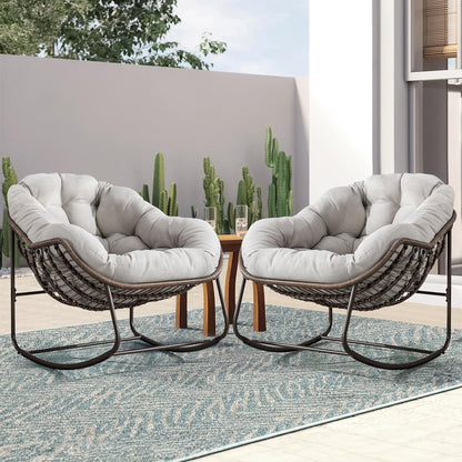 Rattan Hanging Egg Chair with Stand & Cushion - Boho Macrame Swing Chair for Indoor, Outdoor, Garden, Patio, Balcony Decor