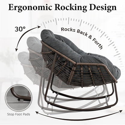 Rattan Hanging Egg Chair with Stand & Cushion - Boho Macrame Swing Chair for Indoor, Outdoor, Garden, Patio, Balcony Decor