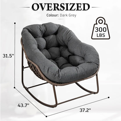 Rattan Hanging Egg Chair with Stand & Cushion - Boho Macrame Swing Chair for Indoor, Outdoor, Garden, Patio, Balcony Decor