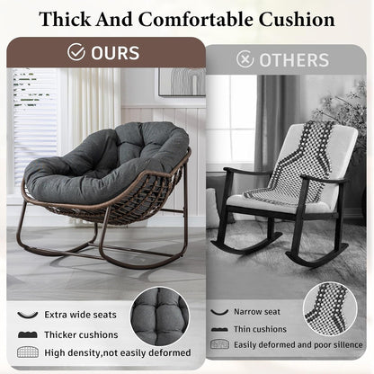 Rattan Hanging Egg Chair with Stand & Cushion - Boho Macrame Swing Chair for Indoor, Outdoor, Garden, Patio, Balcony Decor