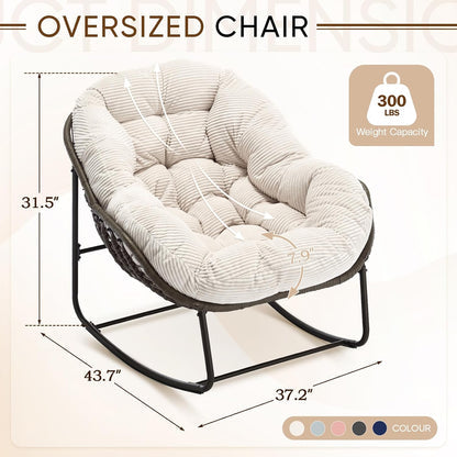 Rattan Hanging Egg Chair with Stand & Cushion - Boho Macrame Swing Chair for Indoor, Outdoor, Garden, Patio, Balcony Decor