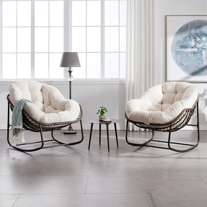 Rattan Hanging Egg Chair with Stand & Cushion - Boho Macrame Swing Chair for Indoor, Outdoor, Garden, Patio, Balcony Decor