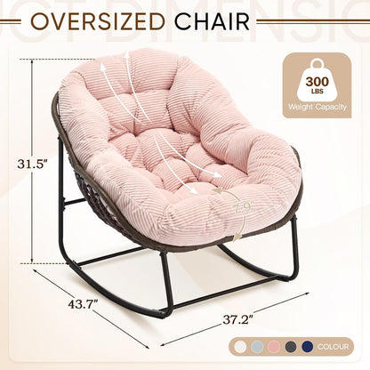 Rattan Hanging Egg Chair with Stand & Cushion - Boho Macrame Swing Chair for Indoor, Outdoor, Garden, Patio, Balcony Decor