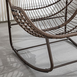 Rattan Hanging Egg Chair with Stand & Cushion - Boho Macrame Swing Chair for Indoor, Outdoor, Garden, Patio, Balcony Decor