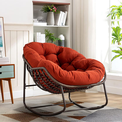 Rattan Hanging Egg Chair with Stand & Cushion - Boho Macrame Swing Chair for Indoor, Outdoor, Garden, Patio, Balcony Decor