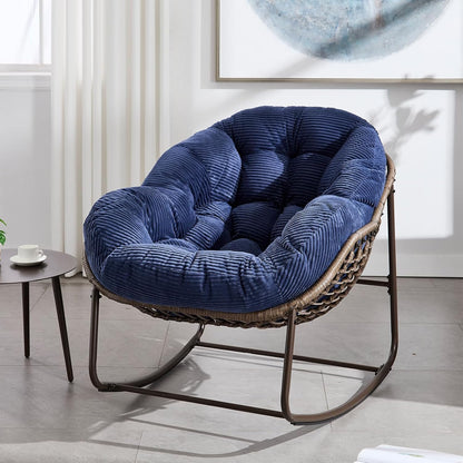 Rattan Hanging Egg Chair with Stand & Cushion - Boho Macrame Swing Chair for Indoor, Outdoor, Garden, Patio, Balcony Decor