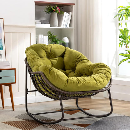 Rattan Hanging Egg Chair with Stand & Cushion - Boho Macrame Swing Chair for Indoor, Outdoor, Garden, Patio, Balcony Decor