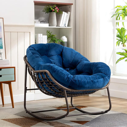 Rattan Hanging Egg Chair with Stand & Cushion - Boho Macrame Swing Chair for Indoor, Outdoor, Garden, Patio, Balcony Decor